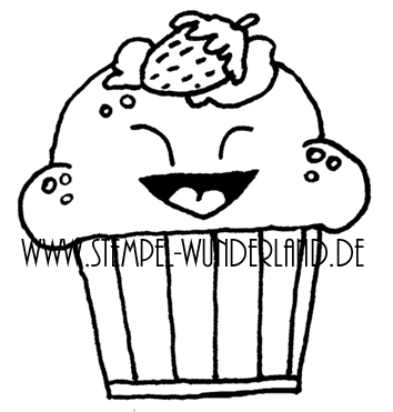 Digi Stamp Cupcake Muffin lacht Erdbeere Gesicht von www.stempel-wunderland.de