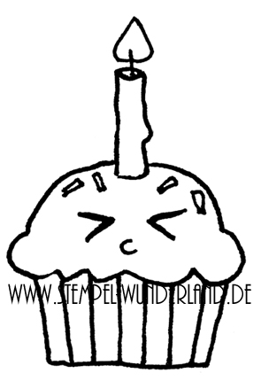 Digi Stamp Cupcake Muffin Kerze Gesicht von www.stempel-wunderland.de
