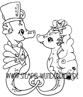 Digi Stamp Digitaler Stempel handgemacht Hochzeit Hochzeitspaar Seepferdchen Seepferd Stempelset von www.stempel-wunderland.de