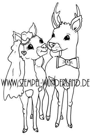 Digi Stamp Digitaler Stempel handgemacht Hochzeit Hochzeitspaar Reh und Hirsch Stempelset von www.stempel-wunderland.de