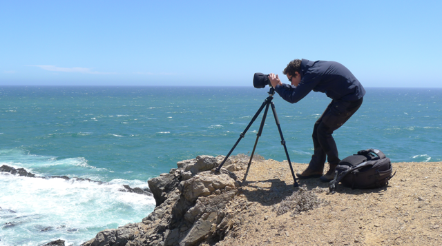 Self portrait, trying to shoot the Bogenfels, diamant restricted area Namibia