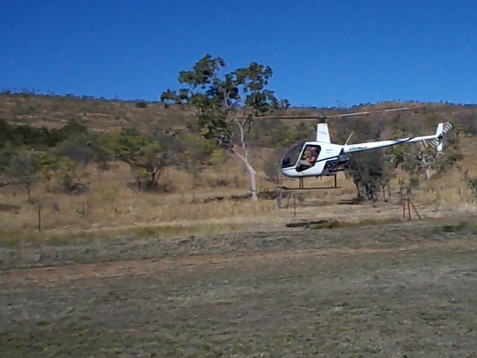 Bob’s first chopper-landing on Kachana