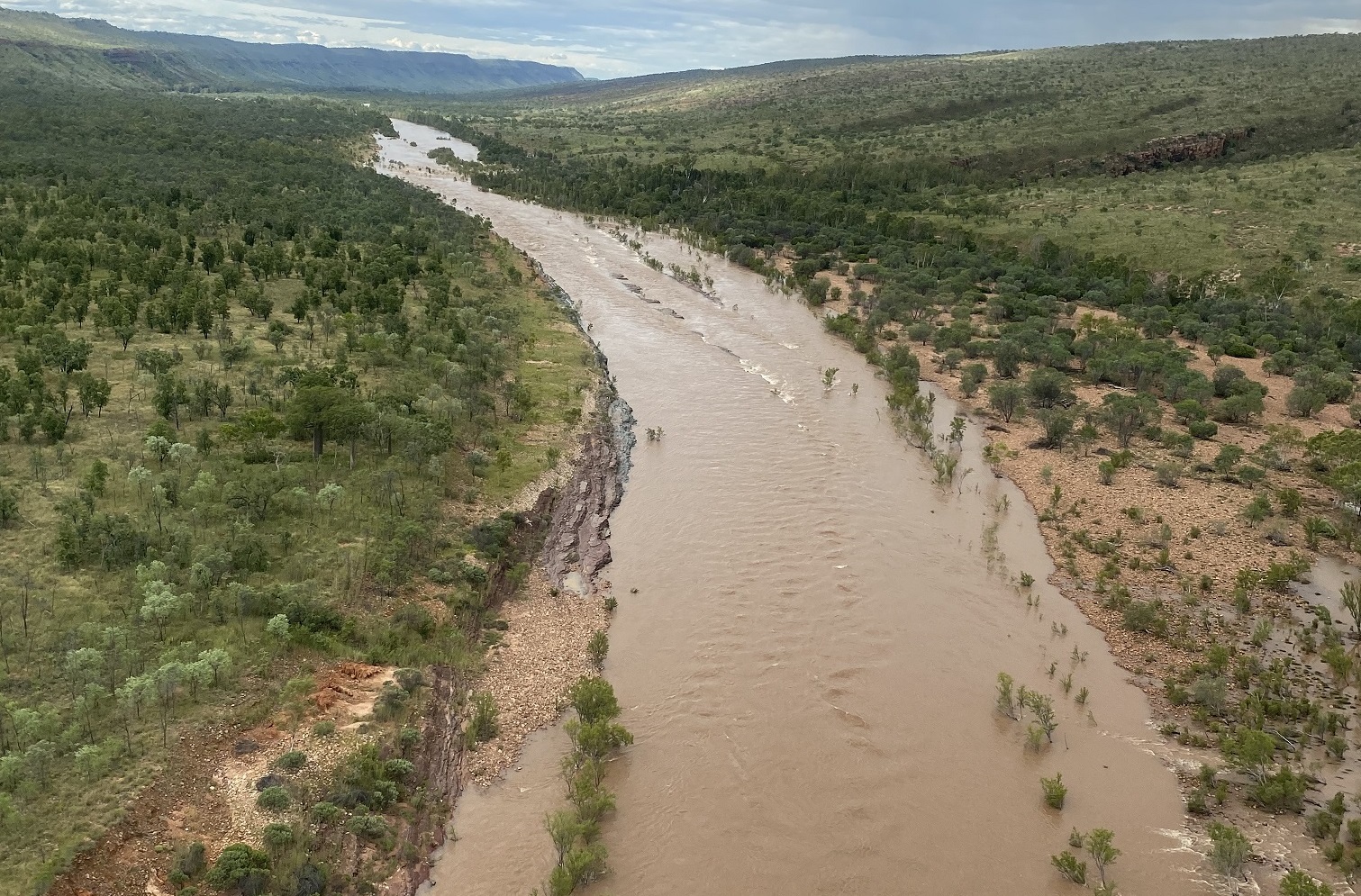 The Chamberlain River exports soil downstream towards Wyndham – hopefully a little less each season