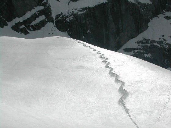Kurze Schiabfahrt über den Eiskargletscher
