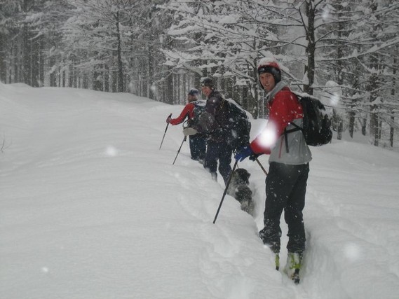 Aufstieg am Forstweg, hier sind es erst 50-70cm Pulver