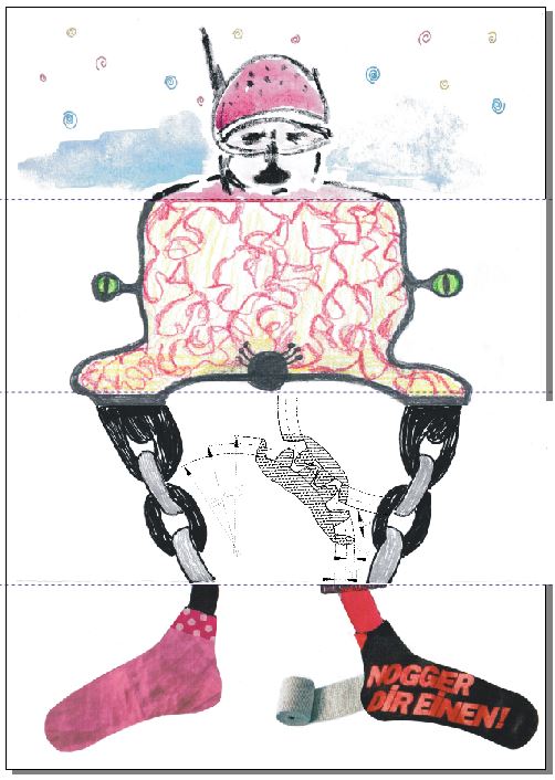 Figur aus "Cadavre Exquis Materials" als Originalzeichnung.