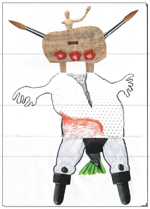 Figur aus "Cadavre Exquis Materials" als Originalzeichnung.