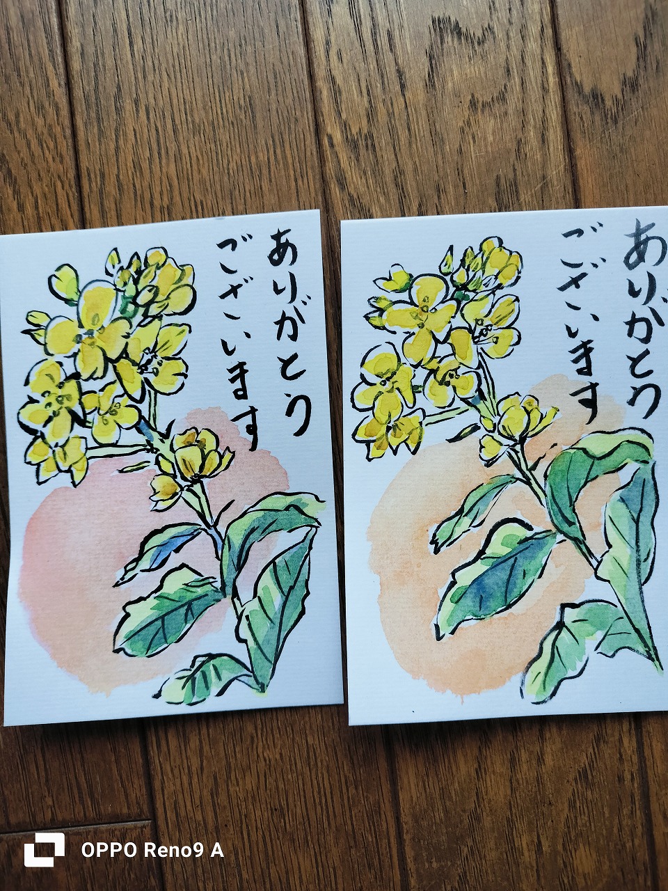 靴屋のお礼状ー菜の花の絵手紙
