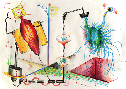 Katrin Leitner, Zeichnung, Buntstift, Fasermaler auf Papier