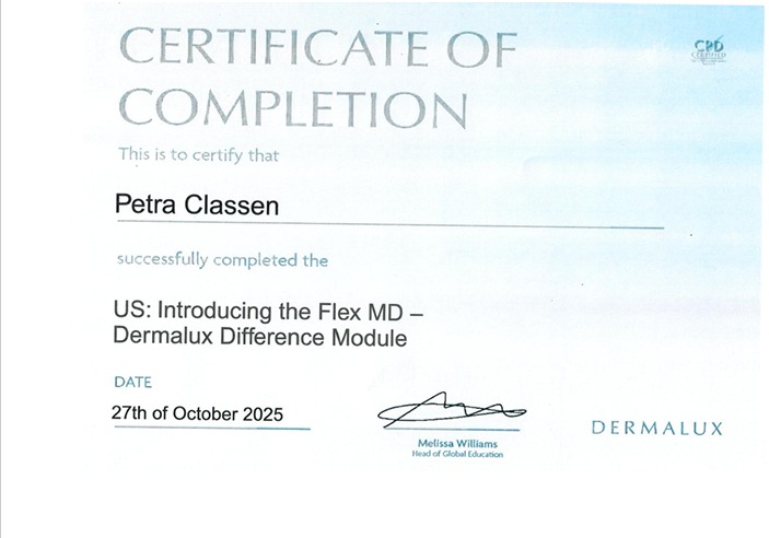 Dermalux LED Phototherapie – Zertifikat