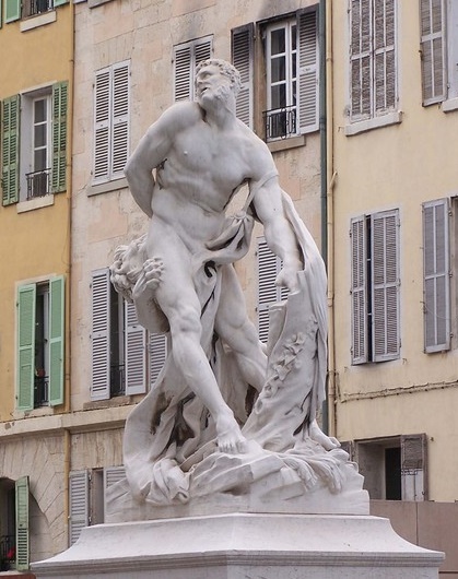 COURS D'ESTIENNE D'ORVES. STATUE DE MILON DE CROTONE, (disciple de Pythagore,ath olympique en 154 av. J.C). Réplique de la statue du  LOUVRE par Pierre PUGET 1620-1694