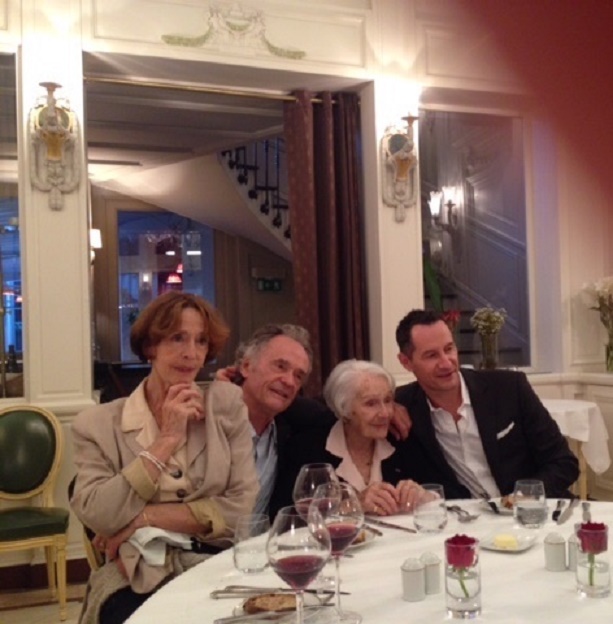 MEERT 14 Juin 2014. GISELE CASADESSUS 100 ANS, avec ses enfants Martine PASCAL,  Jean-Claude CASADESUS et son peti-fils  Sebastien COPELAND.  C* Anne BETREMIEUX