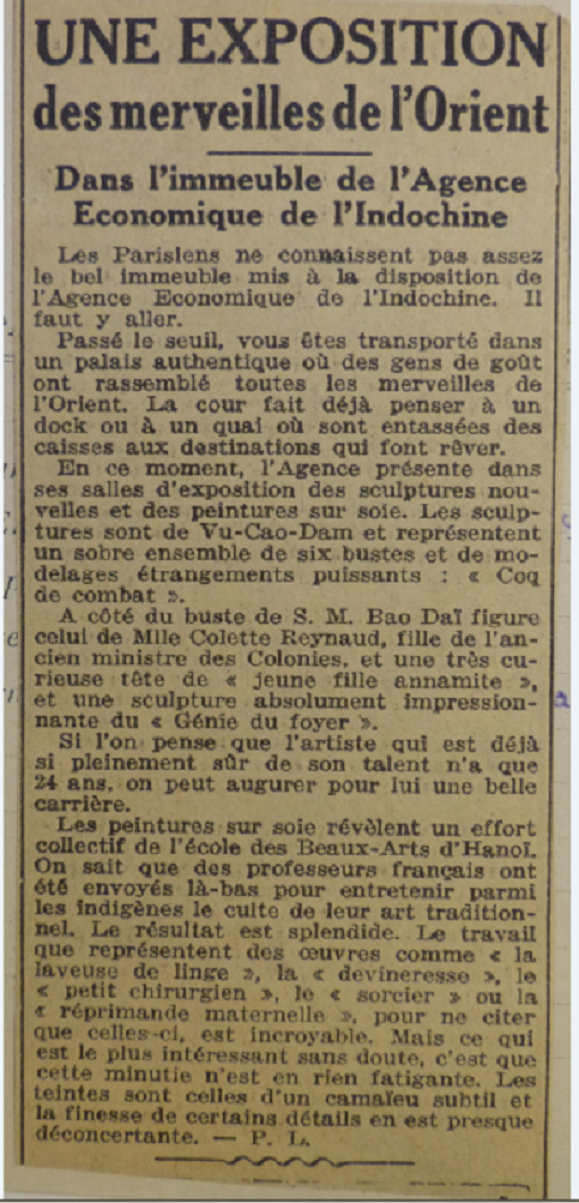 L'INTRANSIGEANT 12 OCTOBRE 1932. C* NGÔ KIM KHOÎ.