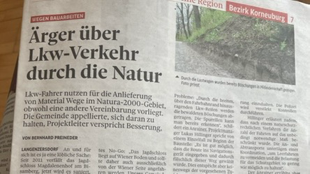 LKWverkehr am Bisamberg stoppen