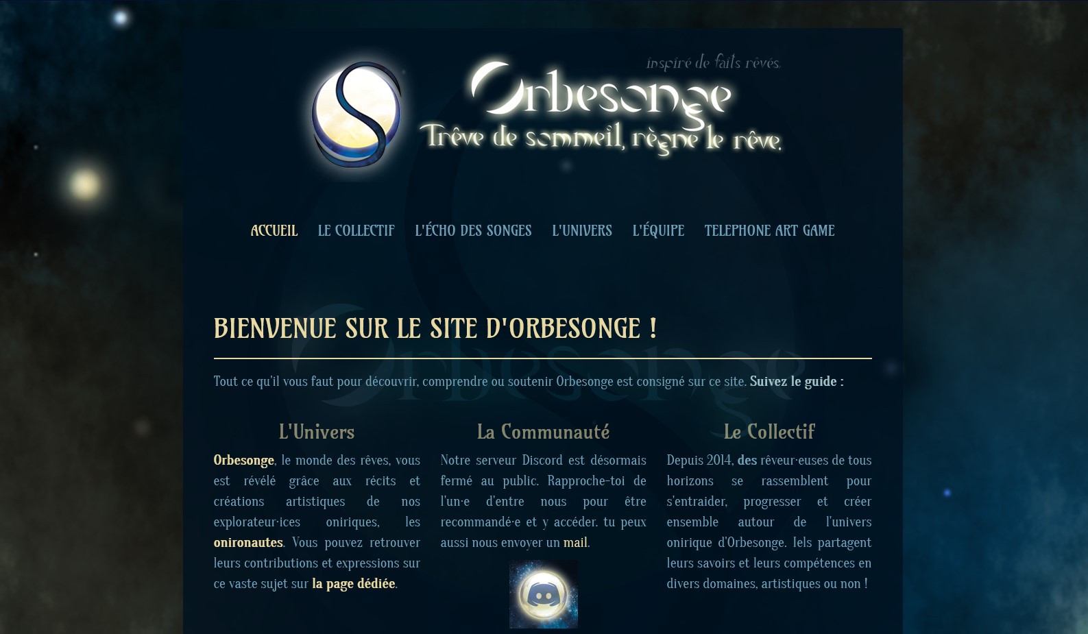 Site web de l'association Orbesonge - 2019