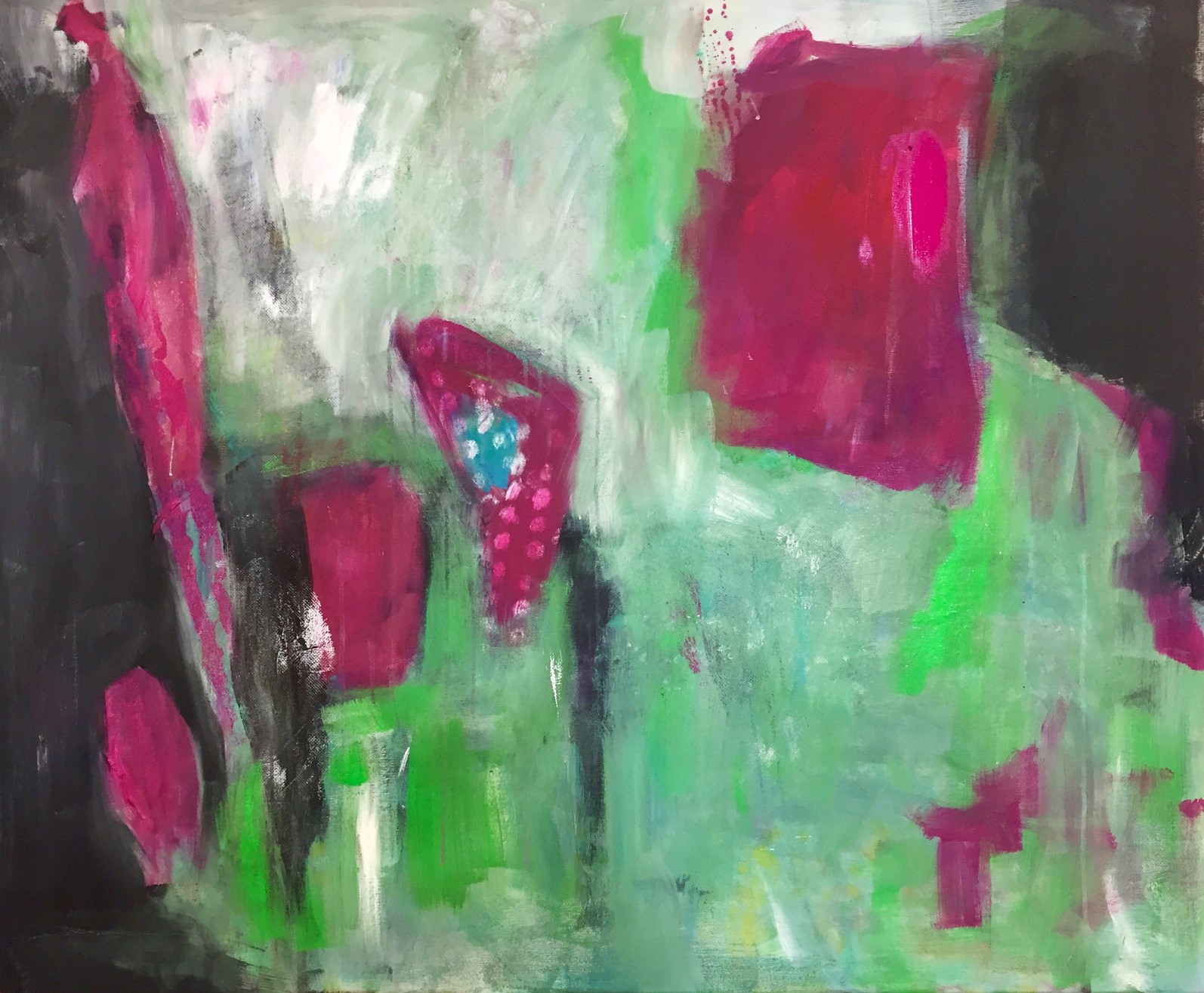 Blumen im Wind, Acryl auf Leinwand, 120x100cm