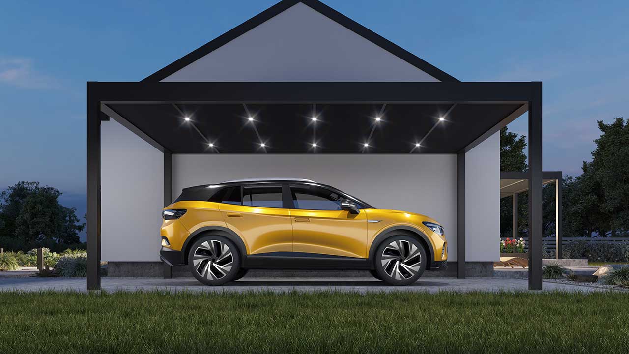 Edles Carport mit LED Beleuchtung