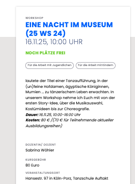 Tanzpädagogischer Workshop 2025