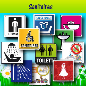 Plaques de portes, adhésifs et panneaux pour sanitares