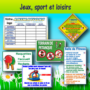 Panneaux et adhésifs jeux, sport et loisirs