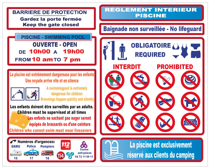 Panneau obligatoire piscine JRSignaletic panneaux campings