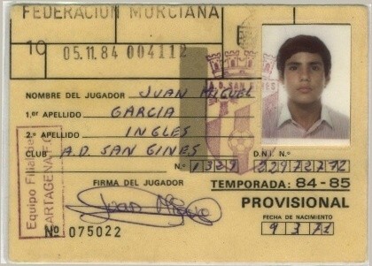 Ficha Federada en el Sangi de Juan Miguel García Ingles (Juanmi)