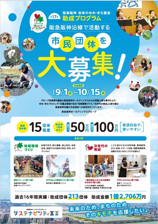 「阪急阪神 未来のゆめ･まち基金」第17回助成プログラム