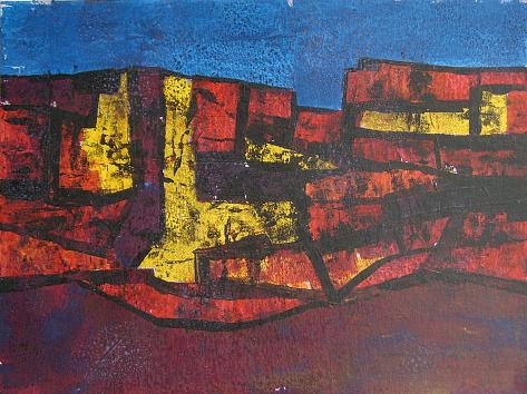 Bergende Nacht, 50x60m.P. Acryl auf Papier