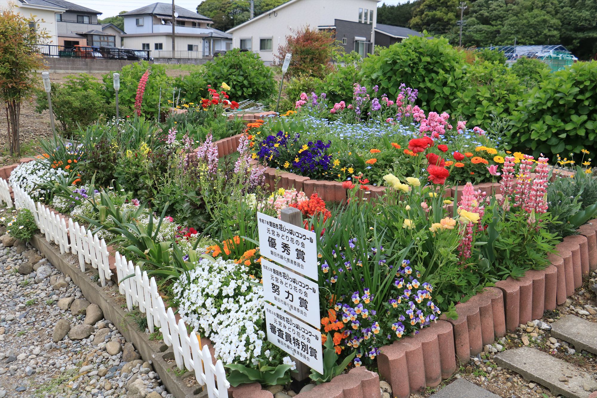 チューリップが終わった後の花壇の様子
