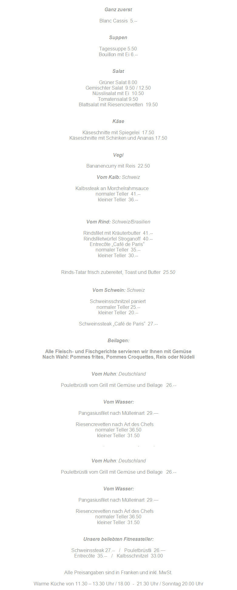 speisekarte restaurant bahnhof worb station sbb