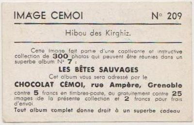 Hibou des Kirghiz - N° 209 (retro)