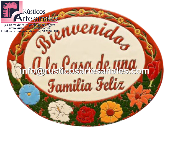 Guirnalda de Flores Fondo Terracota Ovalada