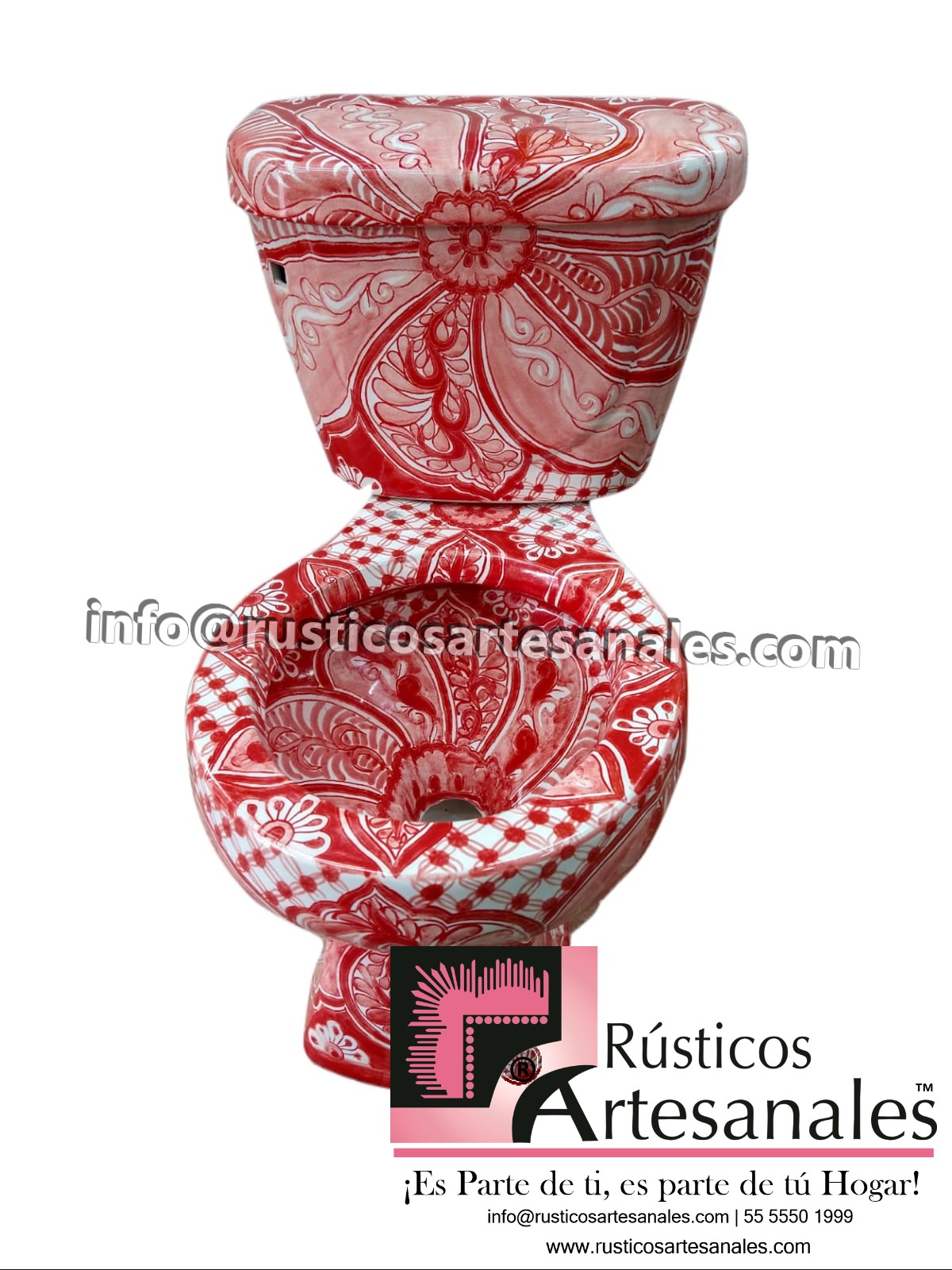 WC de Talavera Vallarta Rojo Taza Corta con Tanque (sin herrajes ni asiento)