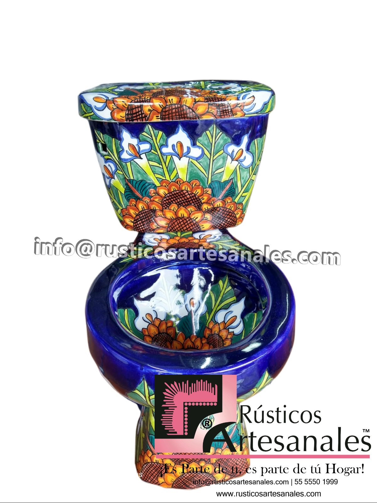 WC de Talavera Girasol con Alcatráz Taza Corta con Tanque (sin herrajes ni asiento)