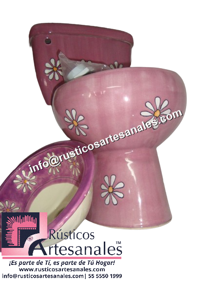 WC de Talavera Amapola Mauve Taza Corta con Tanque (sin herrajes ni asiento)