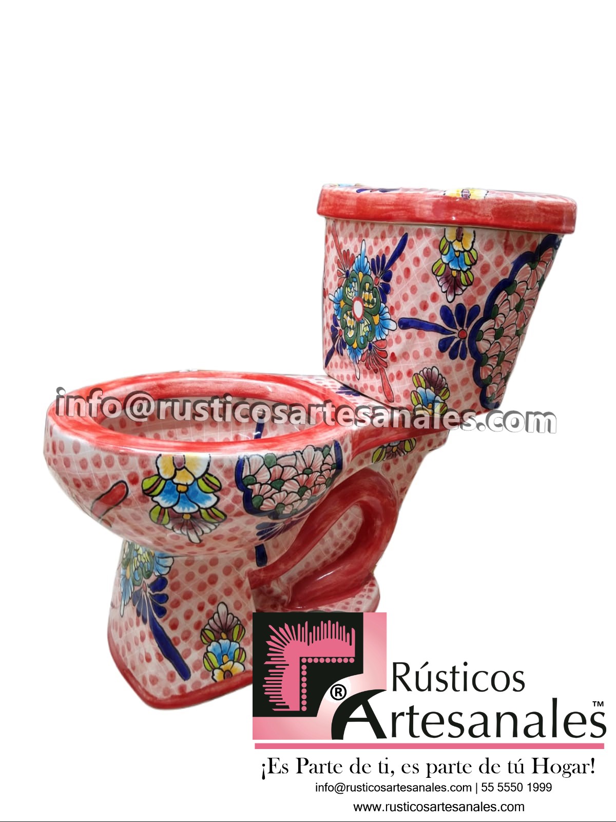 WC de Talavera Ixtapa Rojo Taza Larga con Tanque (sin herrajes ni asiento)