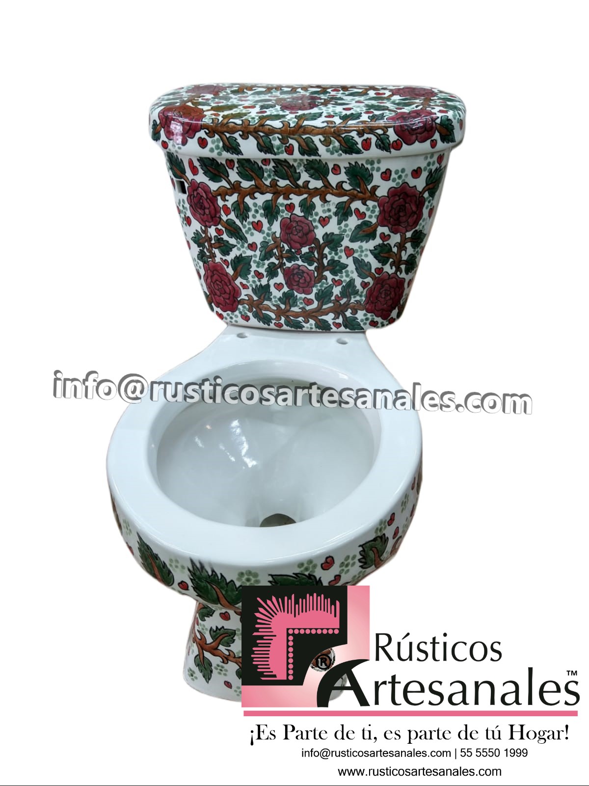 WC de Talavera Rosas Taza Corta con Tanque (sin herrajes ni asiento)