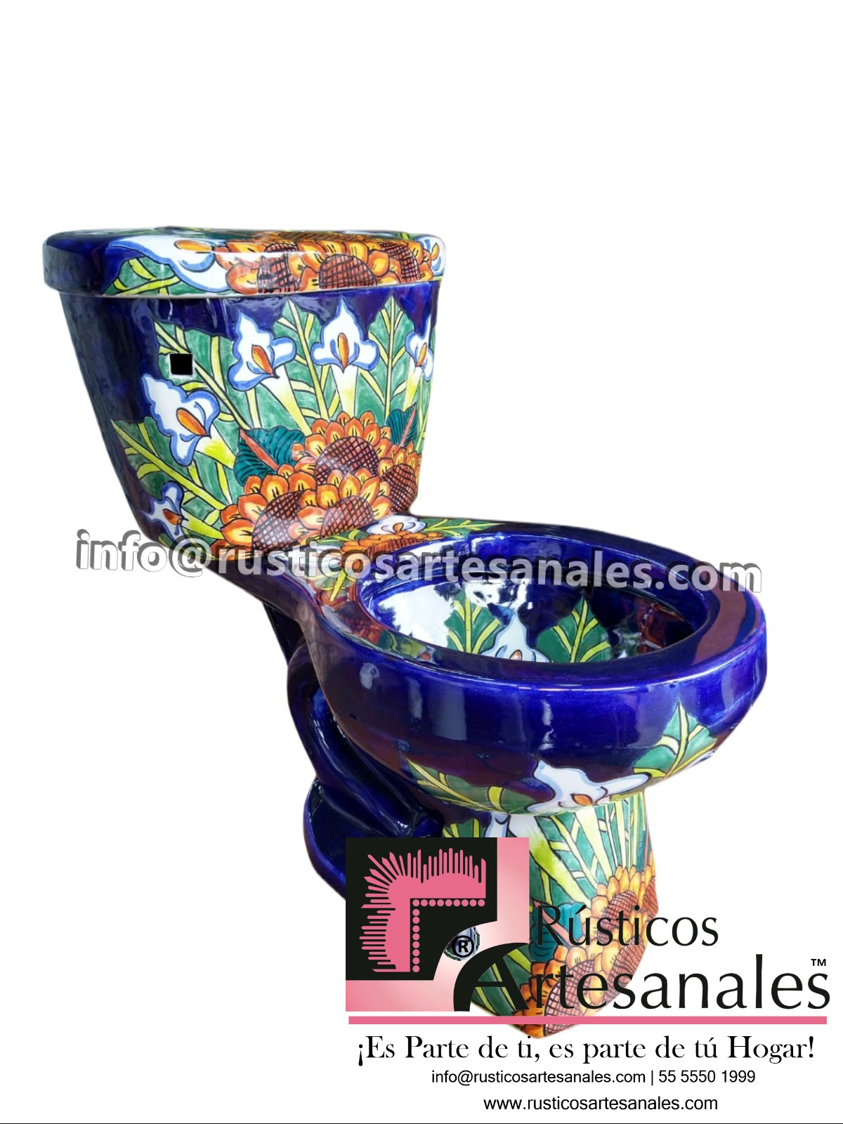 WC de Talavera Girasol con Alcatráz Taza Larga con Tanque (sin herrajes ni asiento)