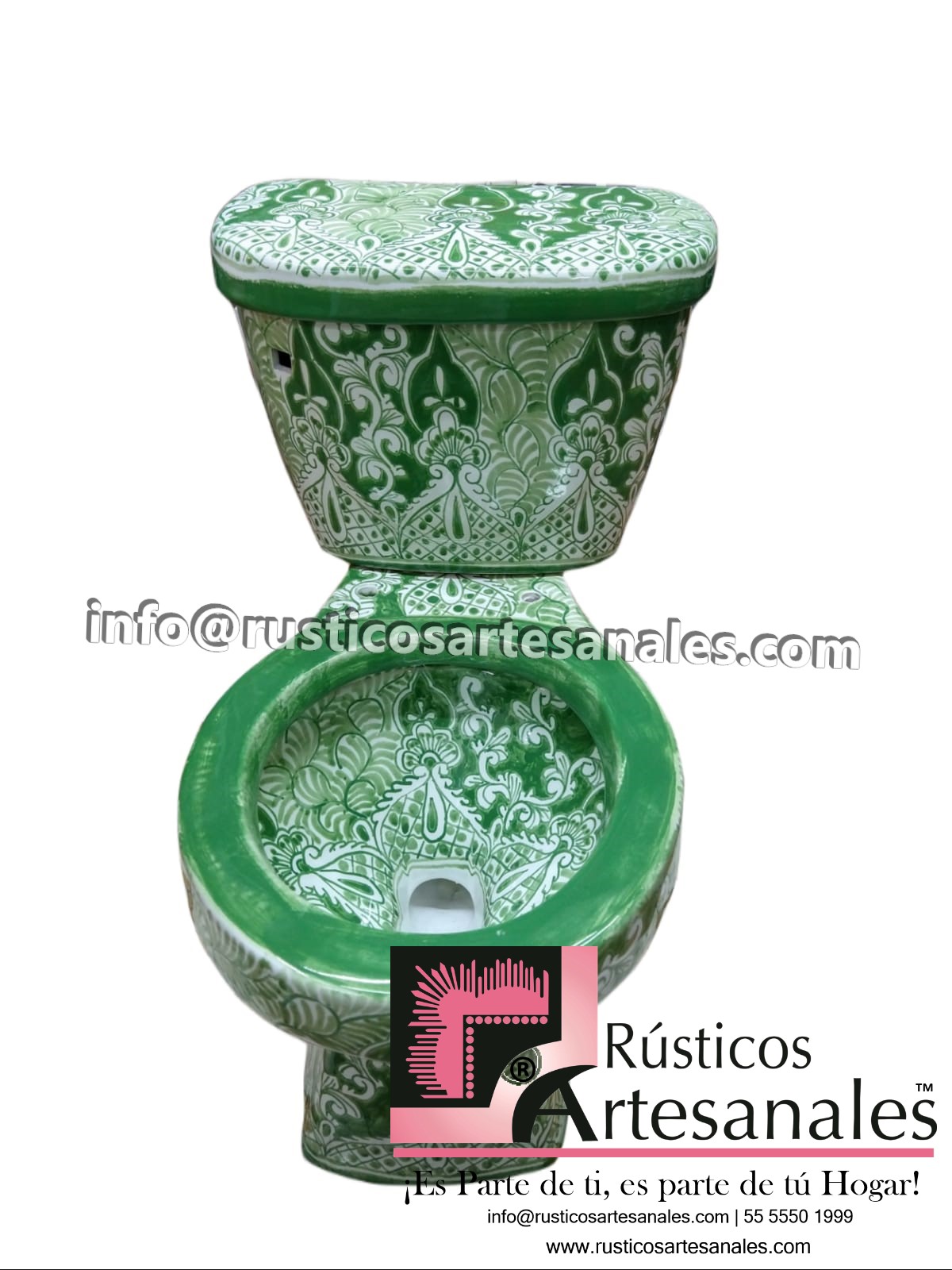 WC de Talavera Acapulco Verde Taza Corta con Tanque (sin herrajes ni asiento)