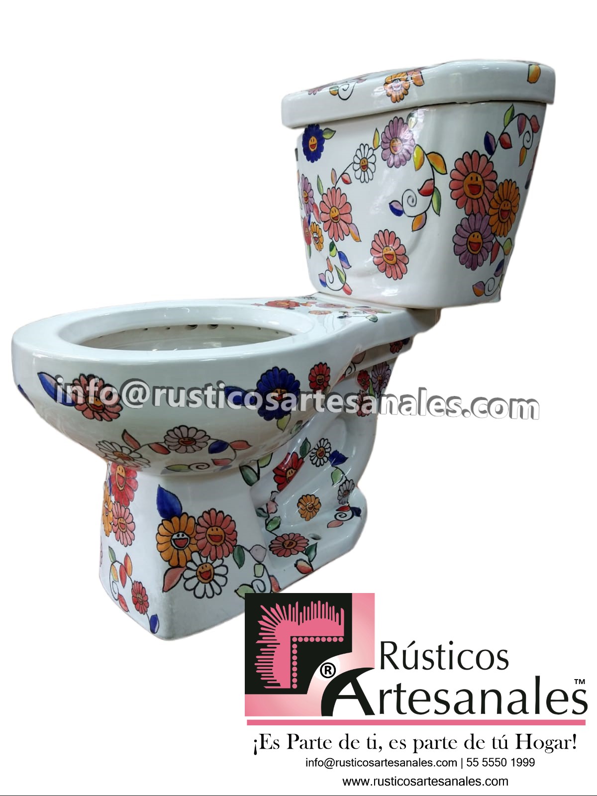 WC de Talavera Decorado Alegría Taza Largo con Tanque (sin herrajes ni asiento)