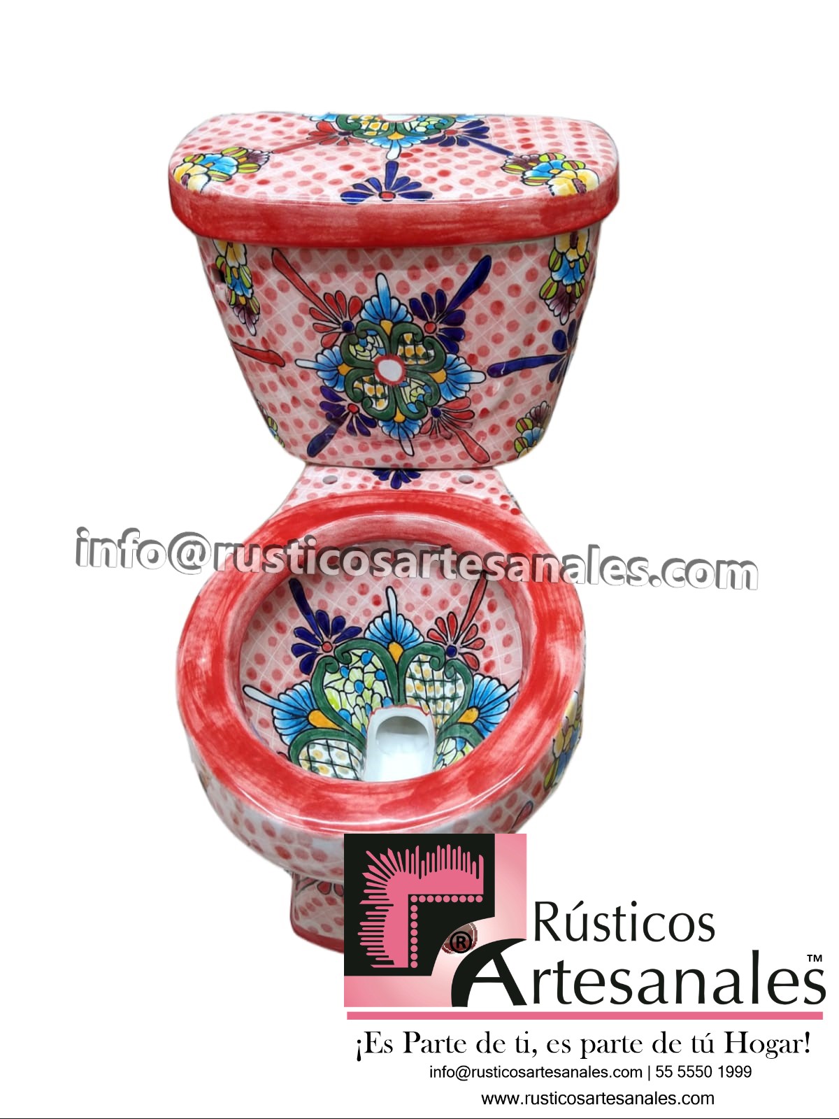 WC de Talavera Ixtapa Rojo Taza Corta con Tanque (sin herrajes ni asiento)