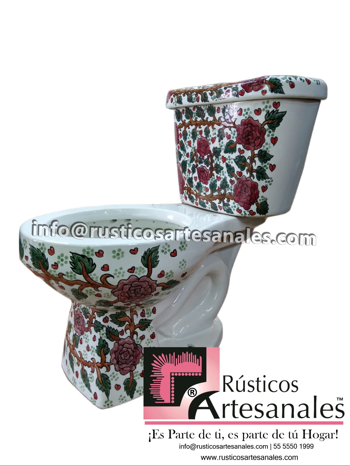 WC de Talavera Rosas Taza Larga con Tanque (sin herrajes ni asiento)