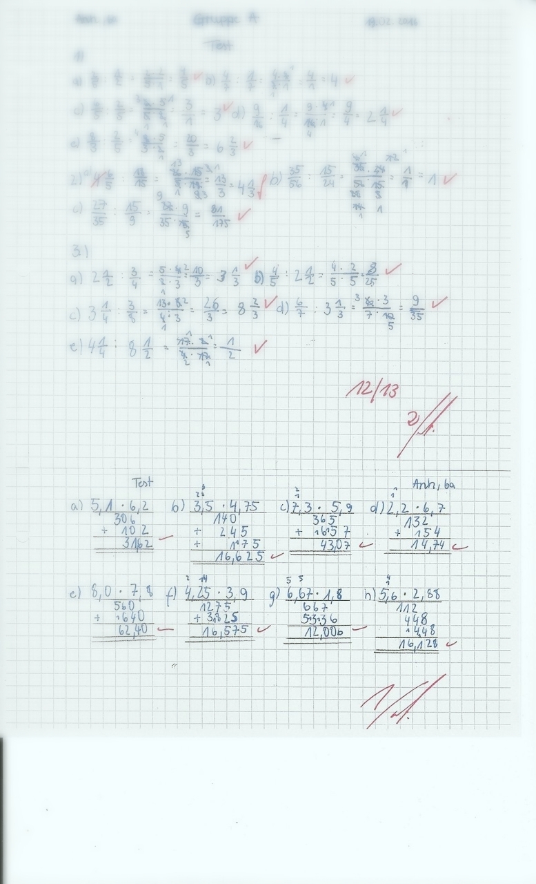 Mathetest Klasse 6 Brüche/Dezimalbrüche