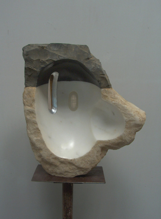 Stone mask  - 2008 - Black and White marble, leaf silver  and onix