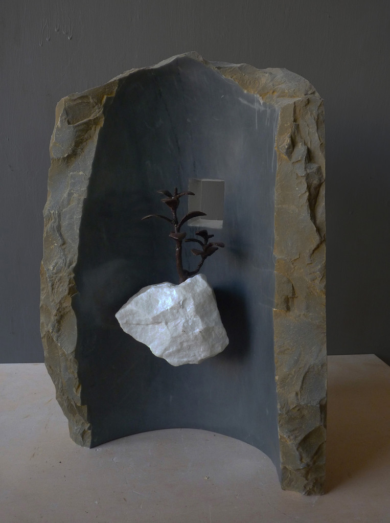 Hanging Garden - 2011 - White and grey marble,  leaf silver and iron