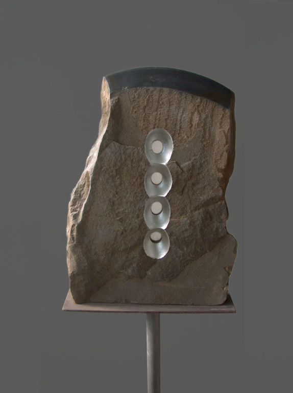 Screen stone - 2008 - Black marble,  leaf silver and onix