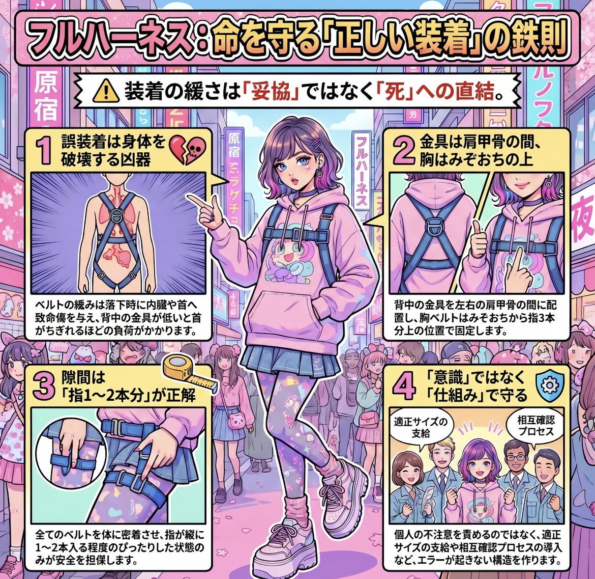 緩んだフルハーネス安全帯は「凶器」に変わる。命を繋ぐ正しい装着手順と、抜け落ちる現場の構造的欠陥