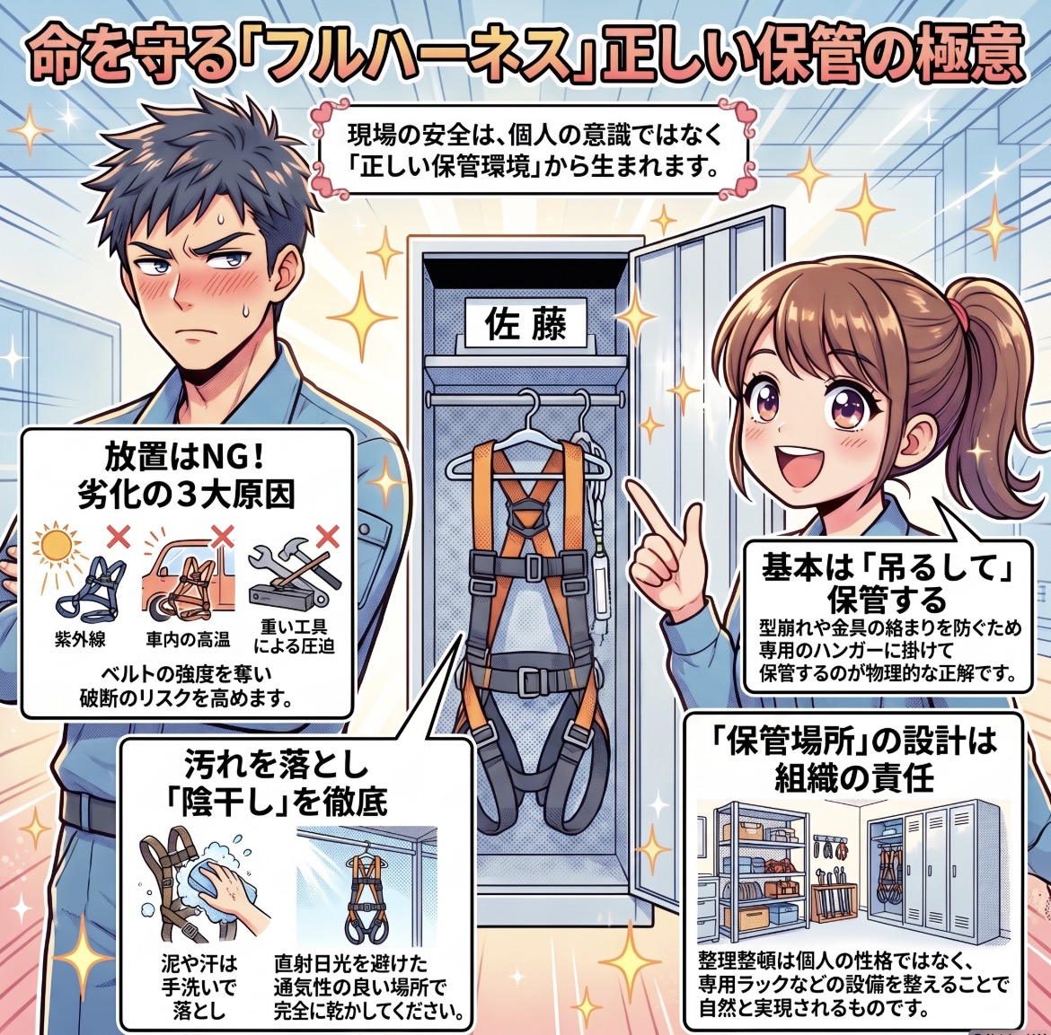 フルハーネス安全帯の劣化は自己責任ではない。命を守る保管場所を「設計」しているか