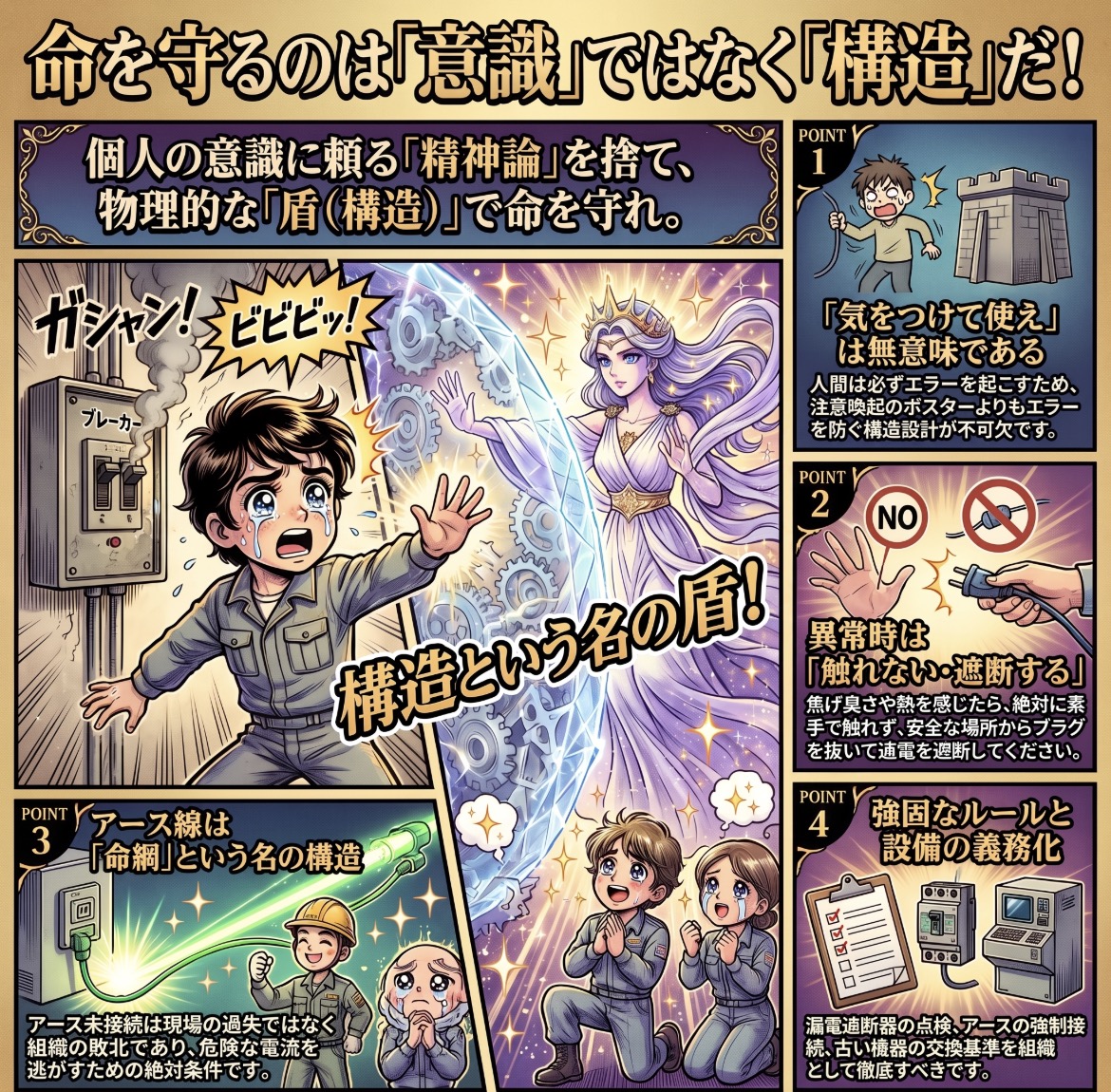 ビリっとしたら「気をつけて」では感電は防げない。漏電事故を断つための「構造」と初動対応