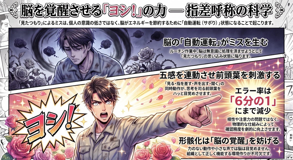 いつもやってる「ヨシ！」指差呼称でヒューマンエラーを1/6に減らす「脳の強制スイッチ」の科学的なシステム